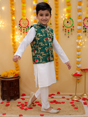 Cotton Kurta Pajama Set for Boys - Green | BD24KP76GRC