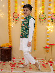Cotton Kurta Pajama Set for Boys - Green | BD24KP76GRC