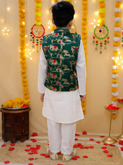 Cotton Kurta Pajama Set for Boys - Green | BD24KP76GRC