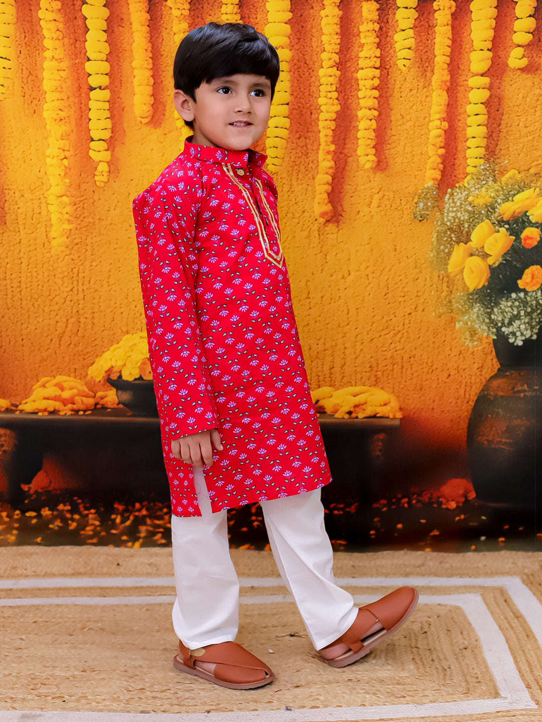 Kurta Pajama Set for Boys - Red | BD24KP78RDA | DesiQlo
