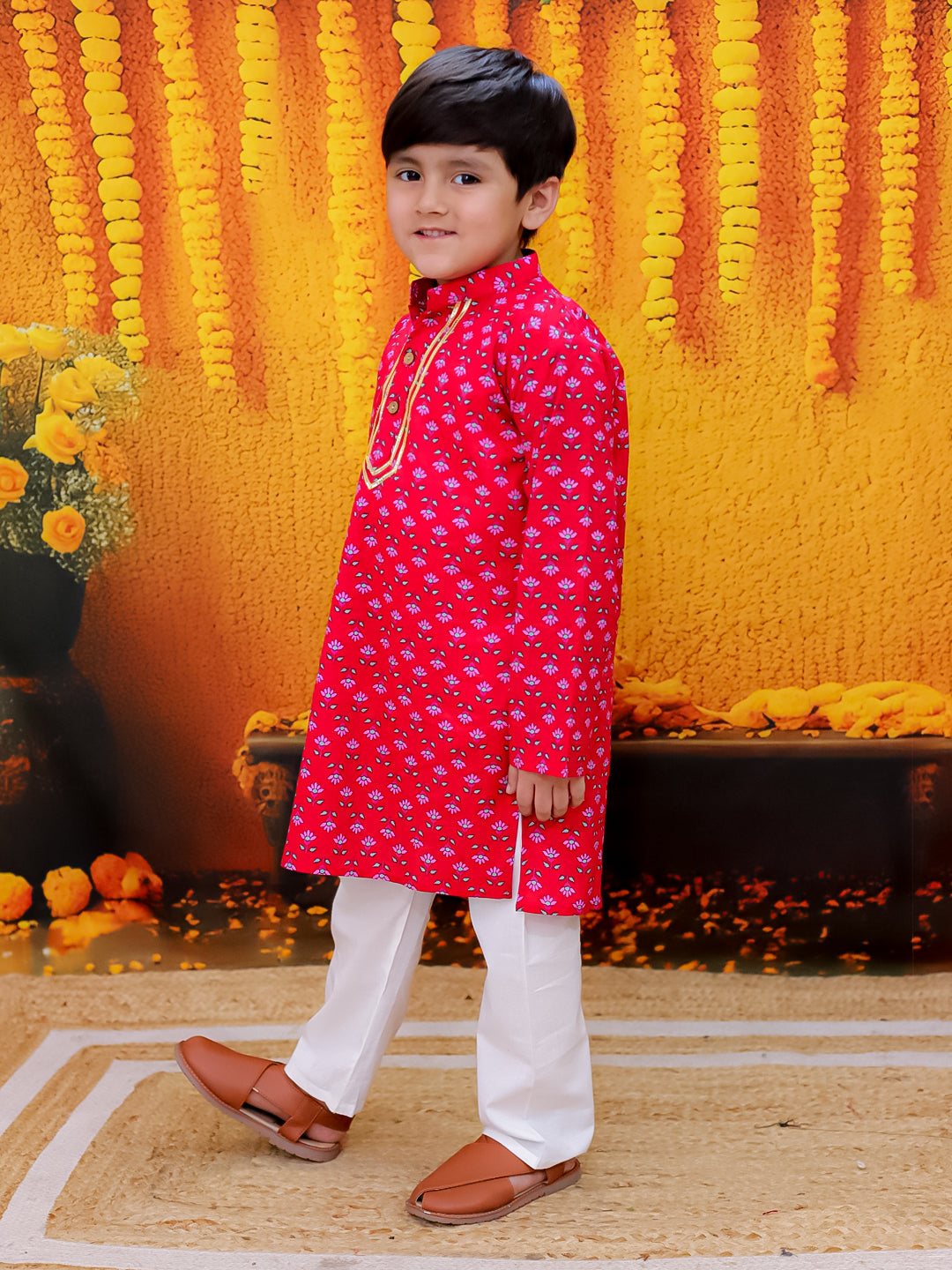 Kurta Pajama Set for Boys - Red | BD24KP78RDA | DesiQlo