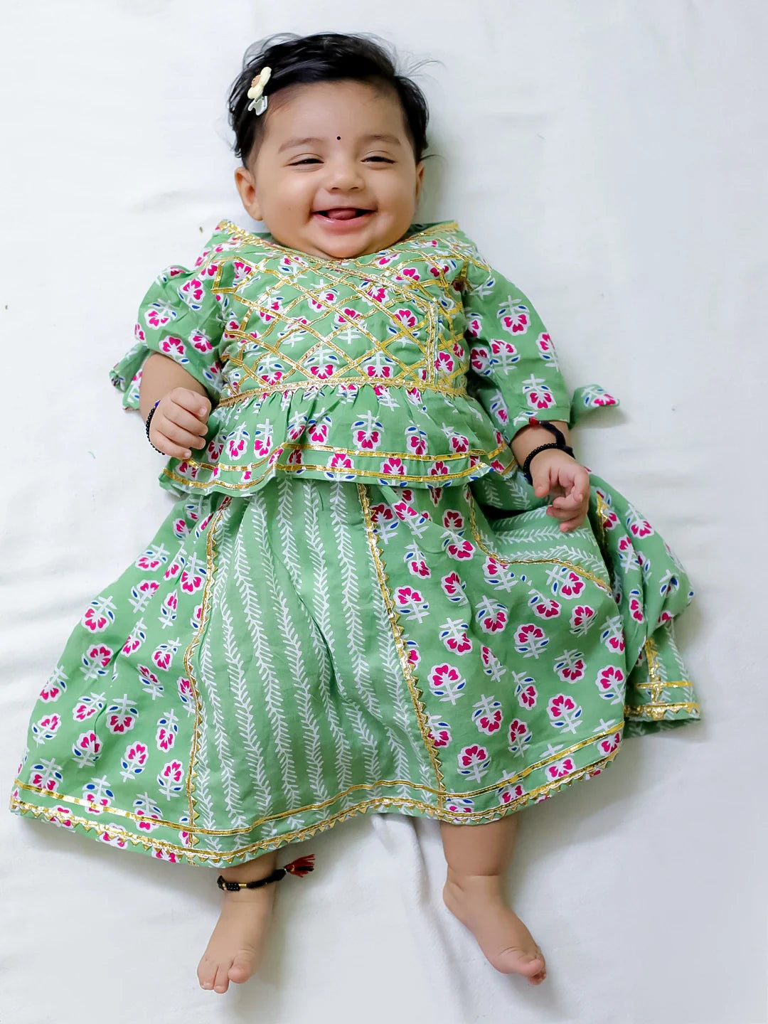 Lehenga Choli Set for Girls - Green | BD24LC81GRA