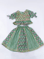 Lehenga Choli Set for Girls - Green | BD24LC81GRA