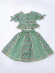 Lehenga Choli Set for Girls - Green | BD24LC81GRA