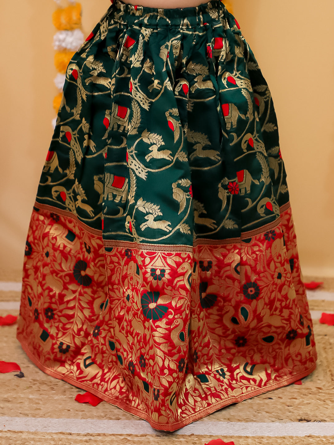 Lehenga Choli Set for Girls - Red | BD24LC82RDA | DesiQlo