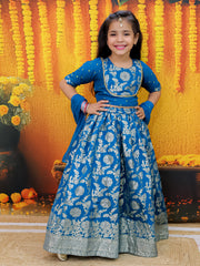 Chanderi Lehenga Choli Set for Girls - Sky Blue | BD24LC83BLB