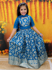 Chanderi Lehenga Choli Set for Girls - Sky Blue | BD24LC83BLB