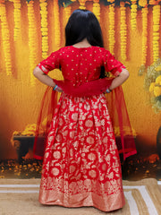 Chanderi Lehenga Choli Set for Girls - Maroon | BD24LC83RDB