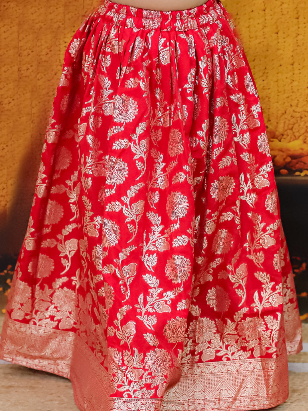 Chanderi Lehenga Choli Set for Girls - Maroon | BD24LC83RDB | DesiQlo