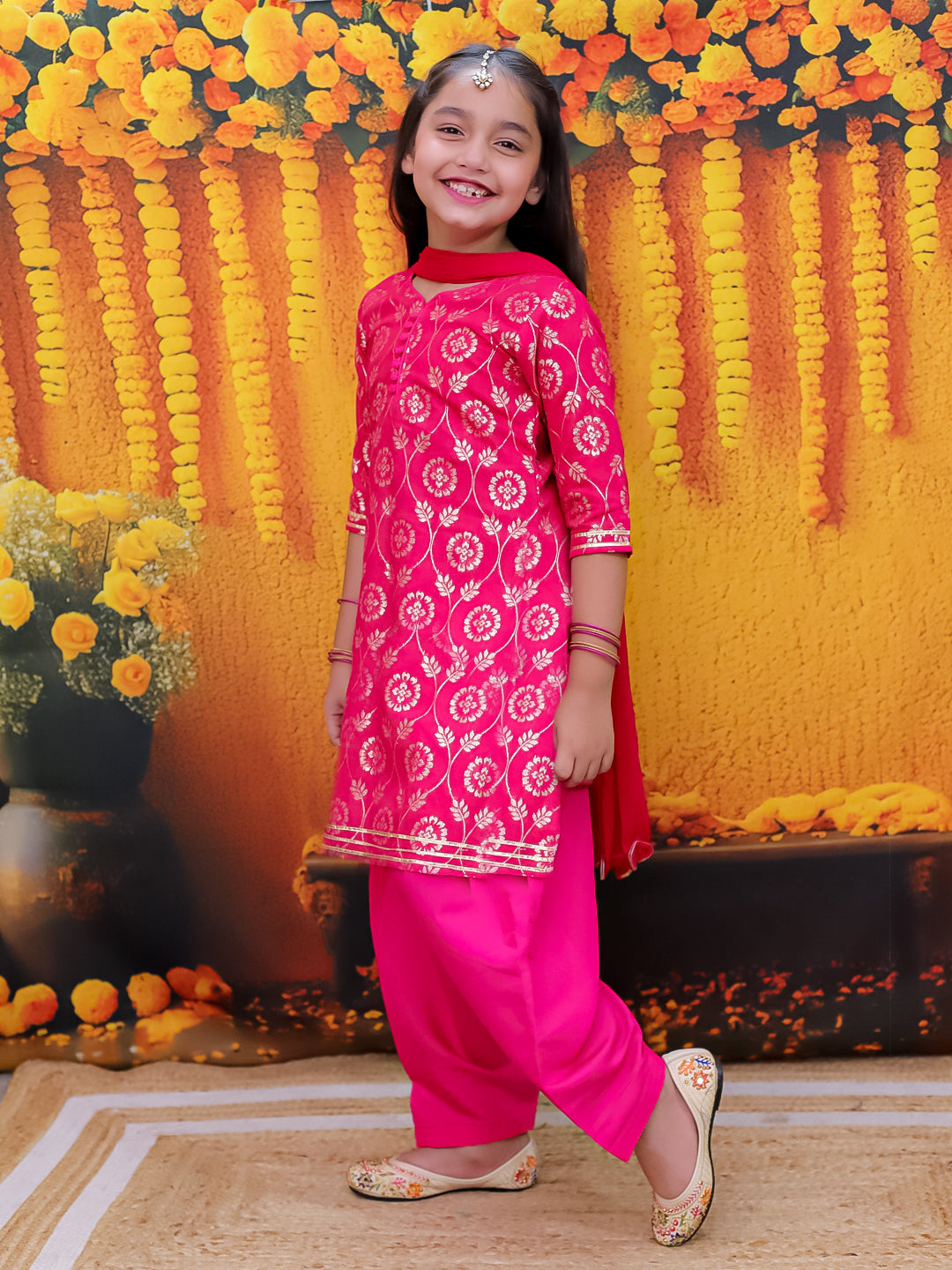 Ethnic Suit Set for Girls - Pink | BD24SU61PIB | DesiQlo