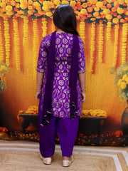 Chanderi Ethnic Suit Set for Girls - Purple | BD24SU61PRB