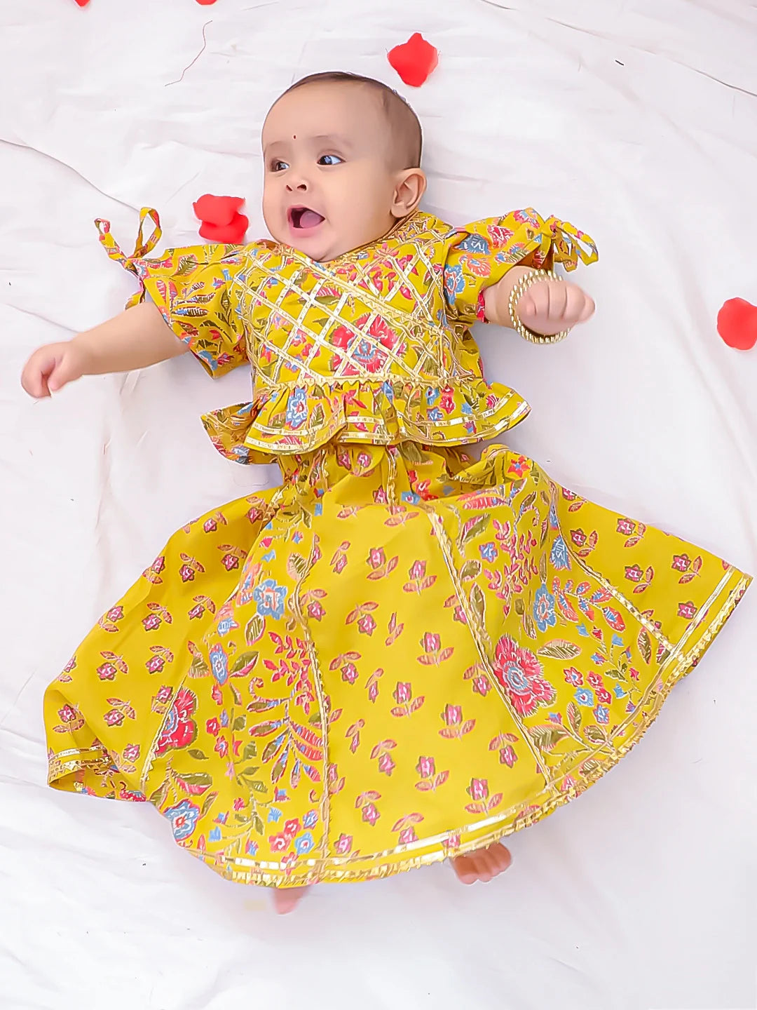 Lehenga Choli Set for Girls - Yellow | BD25LC81YLA | DesiQlo