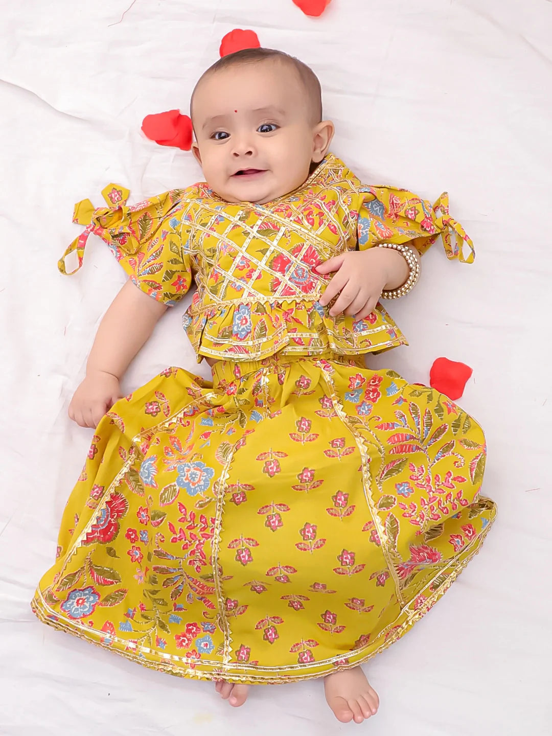 Lehenga Choli Set for Girls - Yellow | BD25LC81YLA | DesiQlo