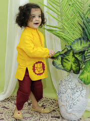 Cotton Dhoti Kurta Set for Boys - Yellow | BG23DK52YWA