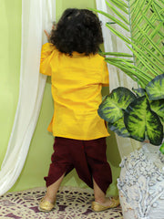 Cotton Dhoti Kurta Set for Boys - Yellow | BG23DK52YWA