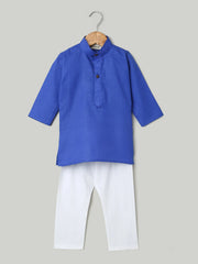 Mandarin Collar Cotton Kurta pajama-Blue-BH23KP42BLB