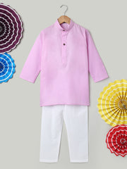 Mandarin Collar Cotton Kurta pajama Set For Boys -Lavender-BH23KP42LCB