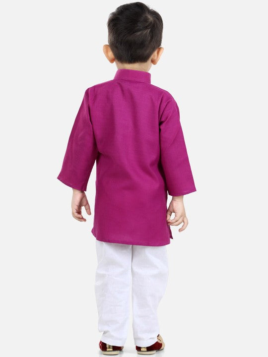 Cotton Kurta Pajama Set for Kids - Purple | BH23KP42PRA | DesiQlo