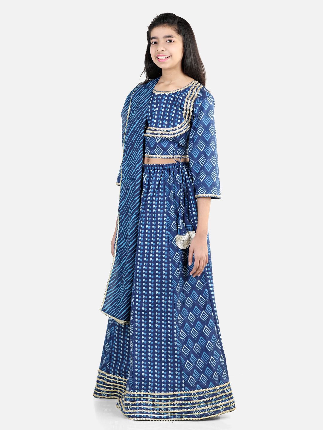 Pure Cotton Lehenga Choli Set for Girls - 13-14 Y | BH23LC53BLB | DesiQlo
