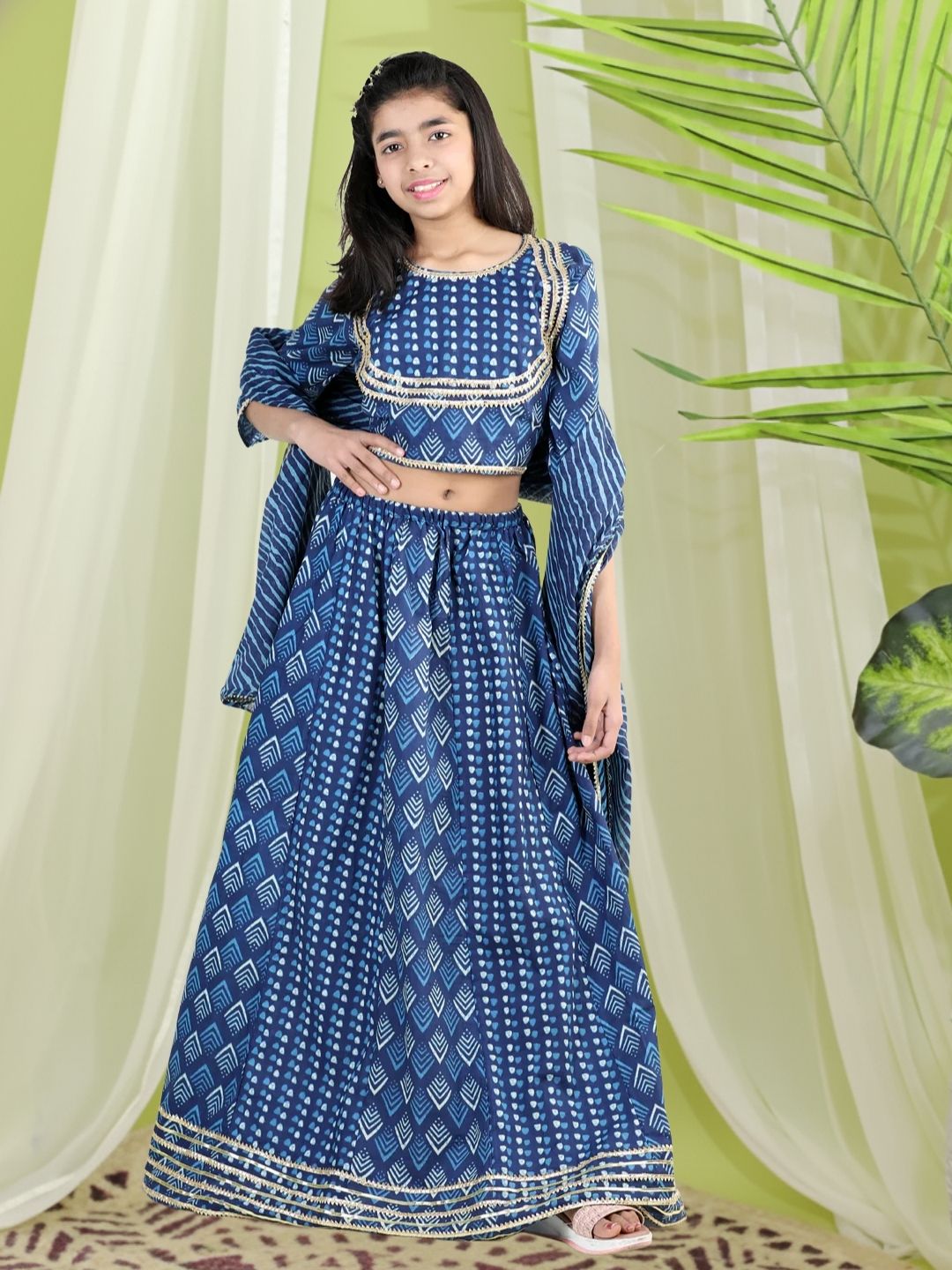 Pure Cotton Lehenga Choli Set for Girls - 8-9 Y | BH23LC53BLB | DesiQlo
