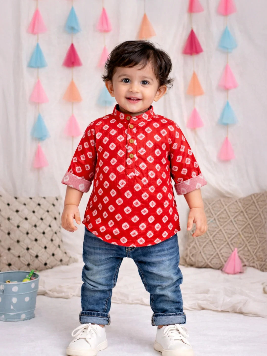 Short Kurta for Boys - Red | BH26IN62RDA | DesiQlo