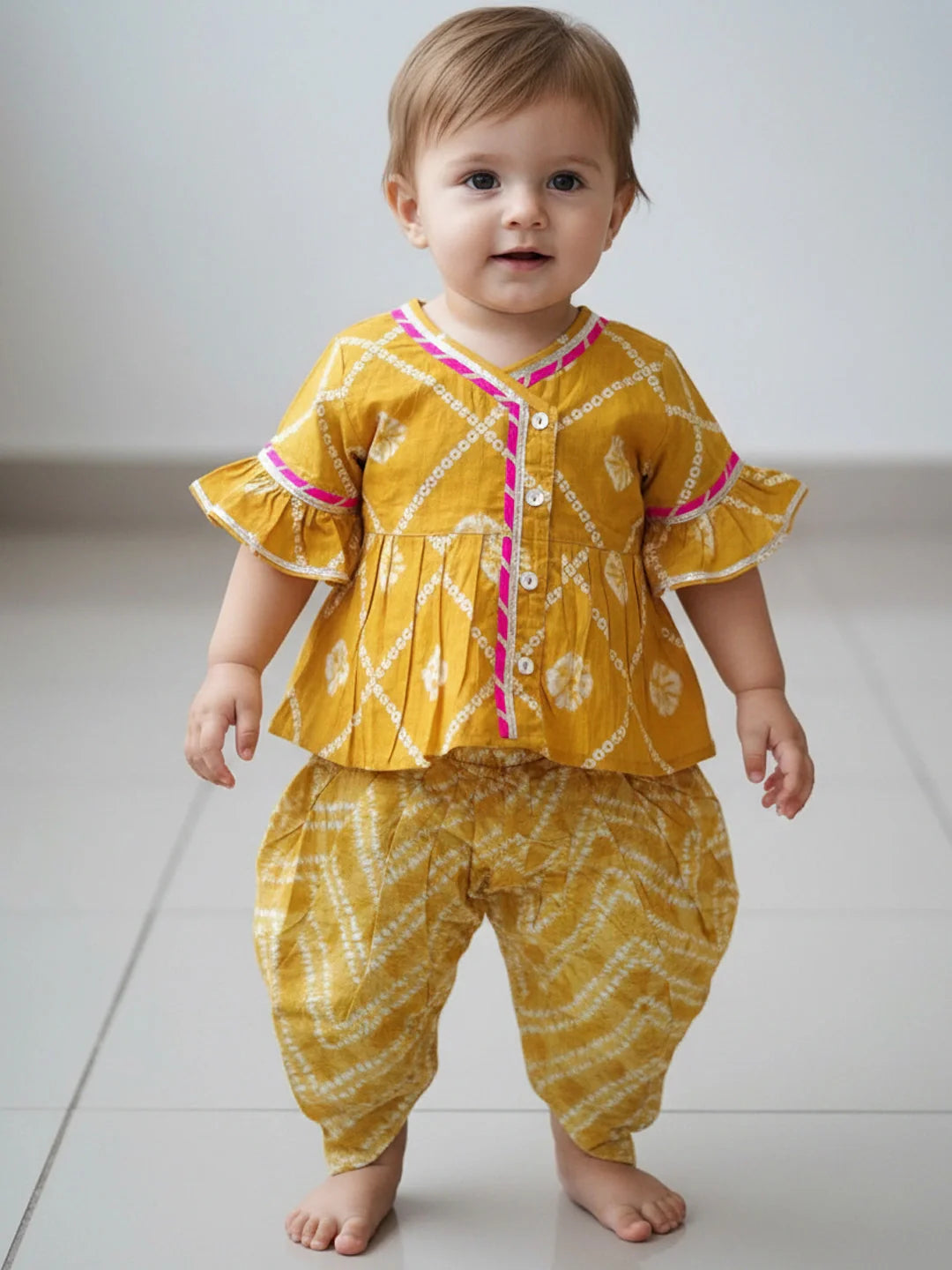 Indo Western Set for Girls - Mustard | BH26IN65MSA | DesiQlo