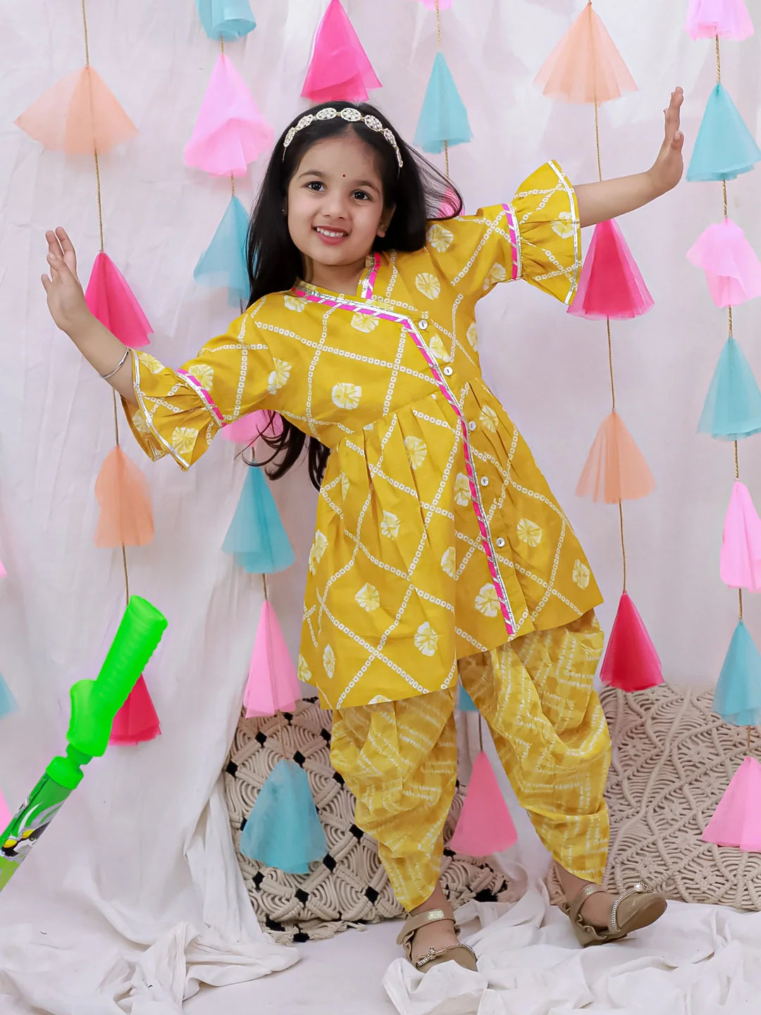 Indo Western Set for Girls - Mustard | BH26IW03MSA | DesiQlo