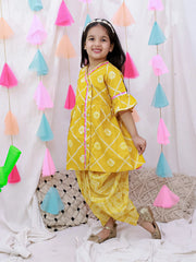 Indo Western Set for Girls - Mustard | BH26IW03MSA