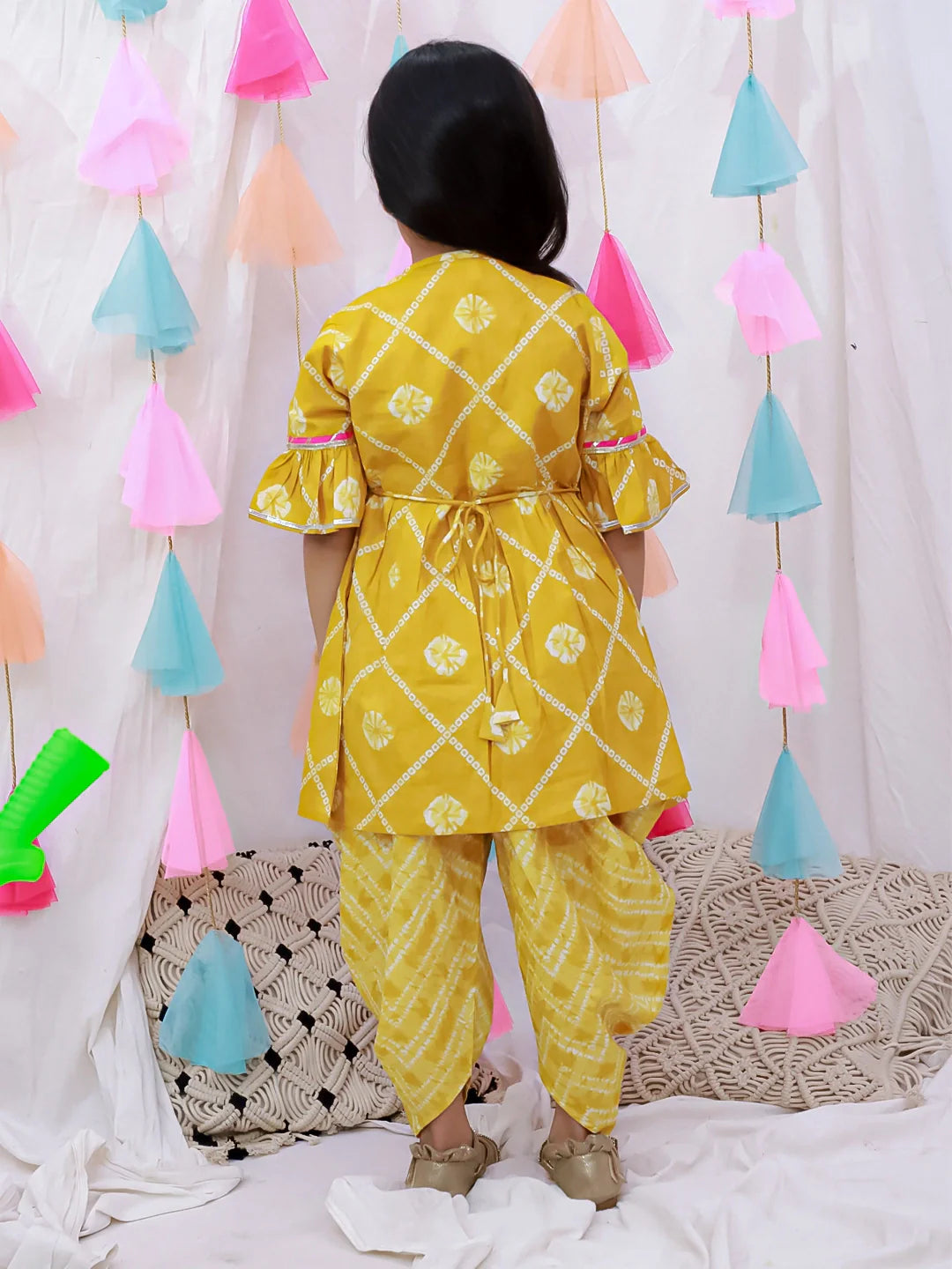 Indo Western Set for Girls - Mustard | BH26IW03MSA | DesiQlo