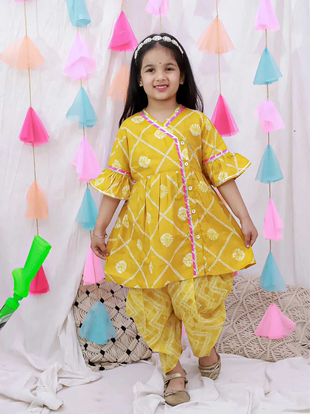 Indo Western Set for Girls - Mustard | BH26IW03MSA | DesiQlo