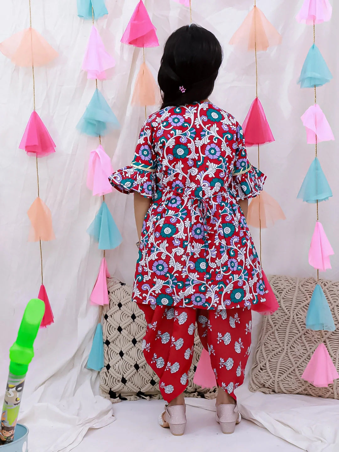 Indo Western Set for Girls - Red | BH26IW03RDA | DesiQlo