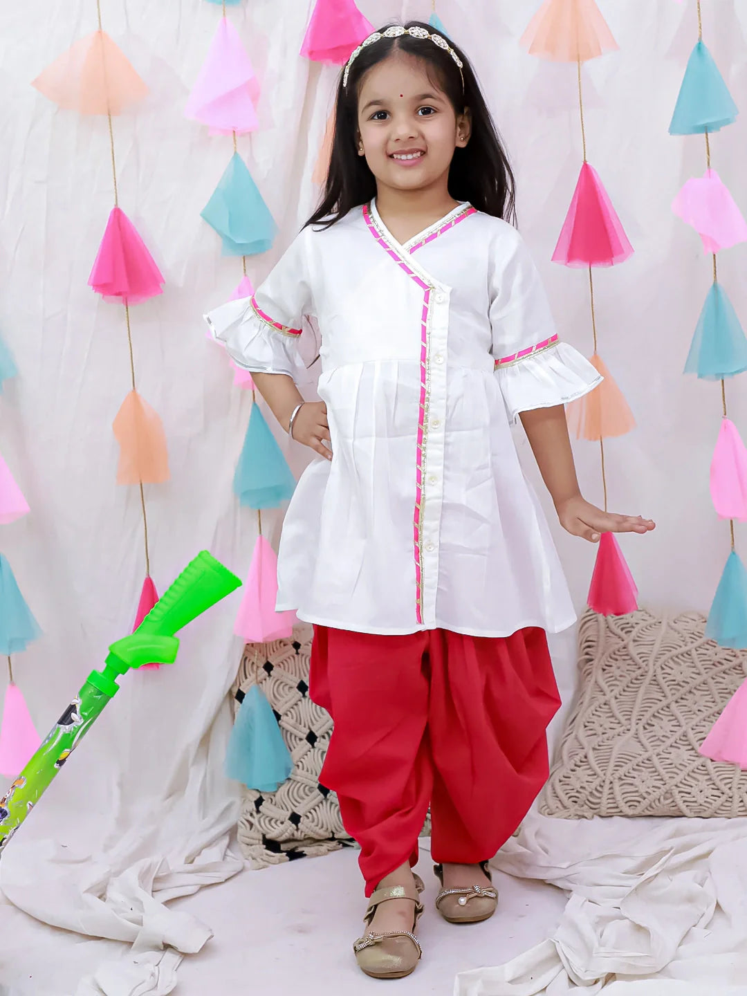 Indo Western Set for Girls - White | BH26IW03WHA | DesiQlo