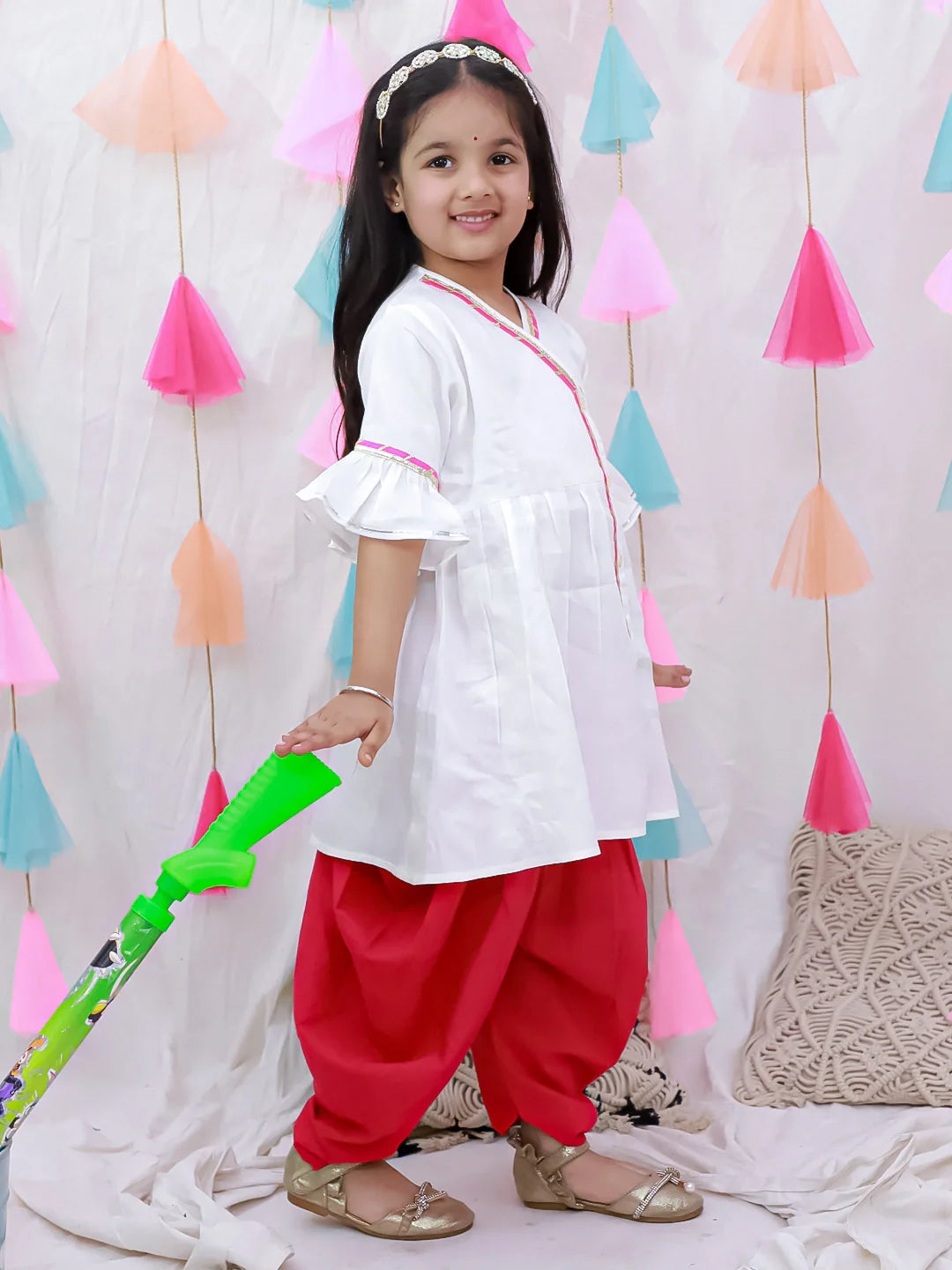 Indo Western Set for Girls - White | BH26IW03WHA | DesiQlo