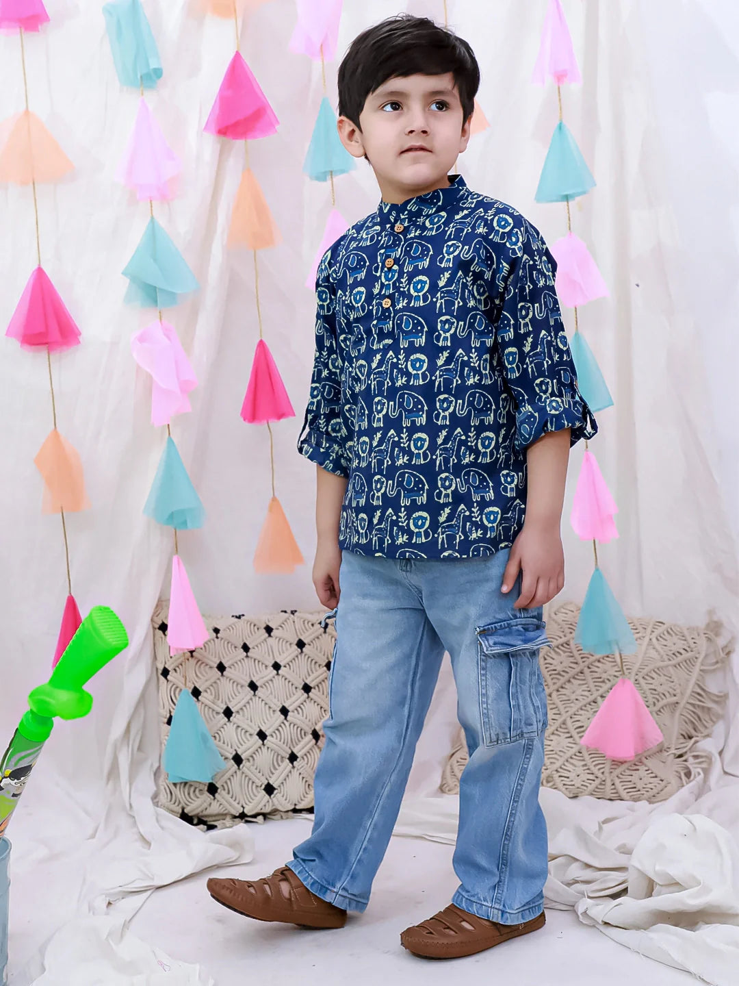 Short Kurta for Boys - Indigo | BH26SK04INA | DesiQlo