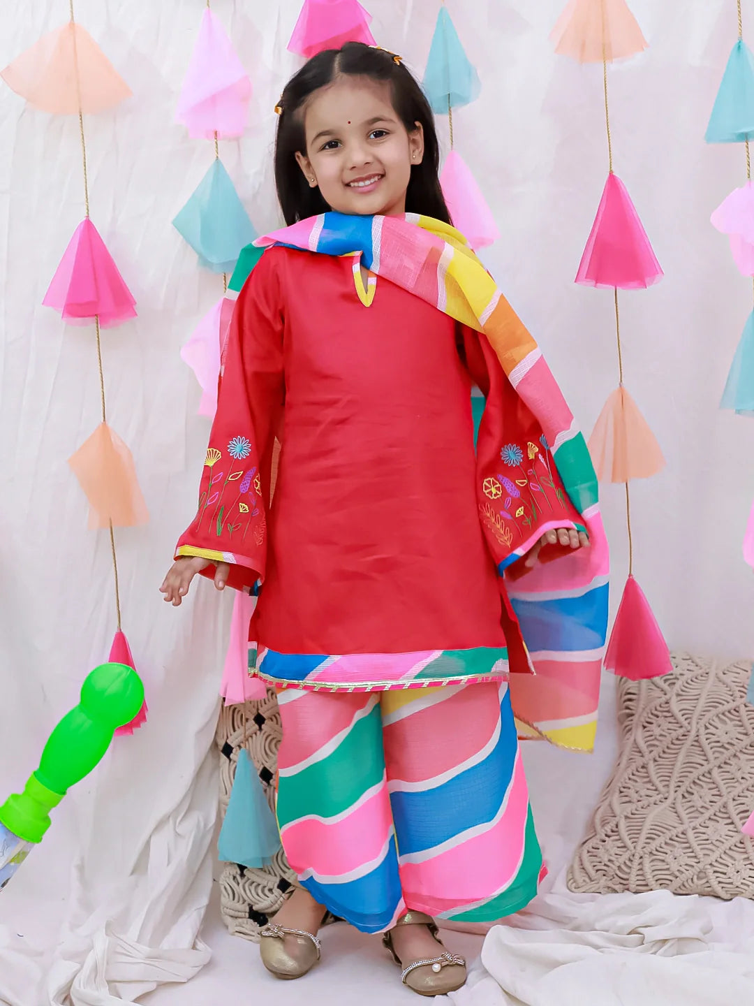 Ethnic Suit Set for Girls - Red | BH26SU28RDA | DesiQlo