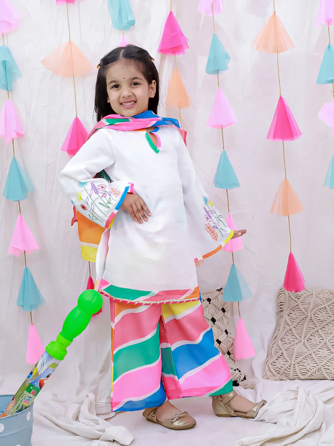 Ethnic Suit Set for Girls - White | BH26SU28WHA