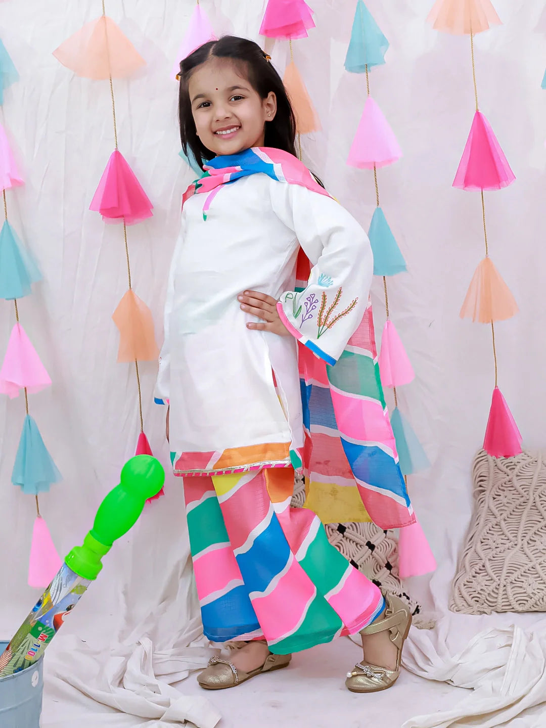 Ethnic Suit Set for Girls - White | BH26SU28WHA | DesiQlo