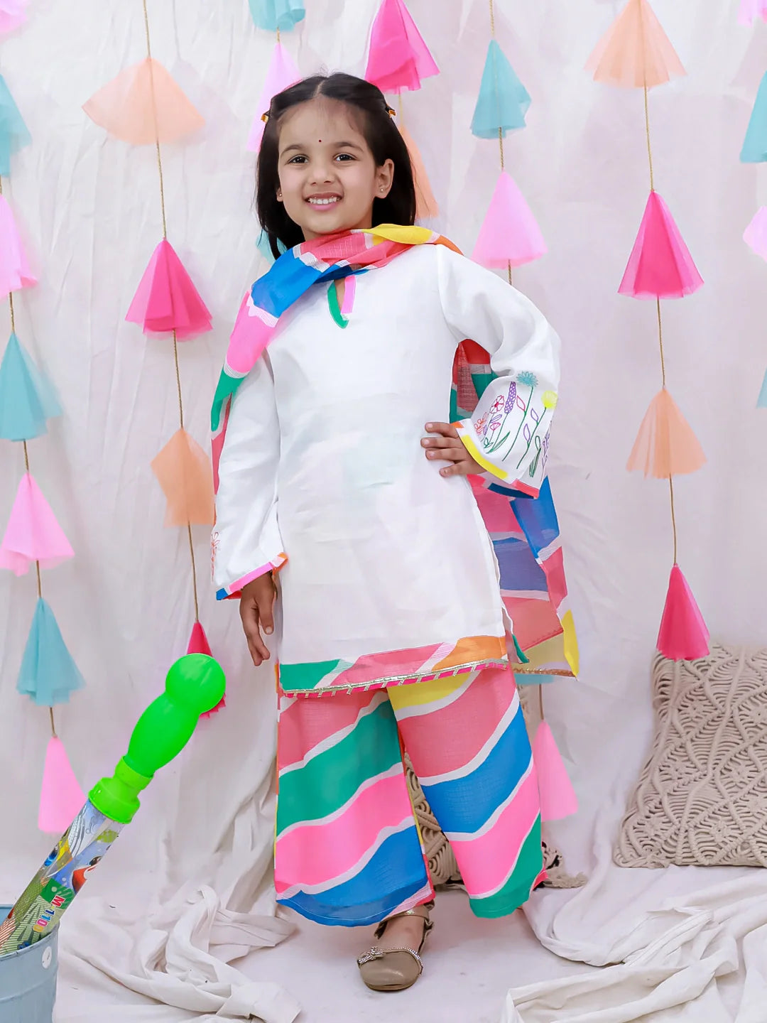 Ethnic Suit Set for Girls - White | BH26SU28WHA | DesiQlo