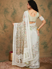 Womens Fashion Ethnic Pista Green Color Sarees-MLSHWSA1224PSG0ONE