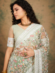Womens Fashion Ethnic Pista Green Color Sarees-MLSHWSA1224PSG0ONE