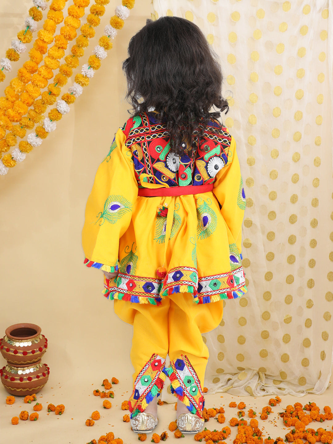 Cotton Blend Ethnic Suit Set for Girls - Yellow | BJ23IW19YWA | DesiQlo