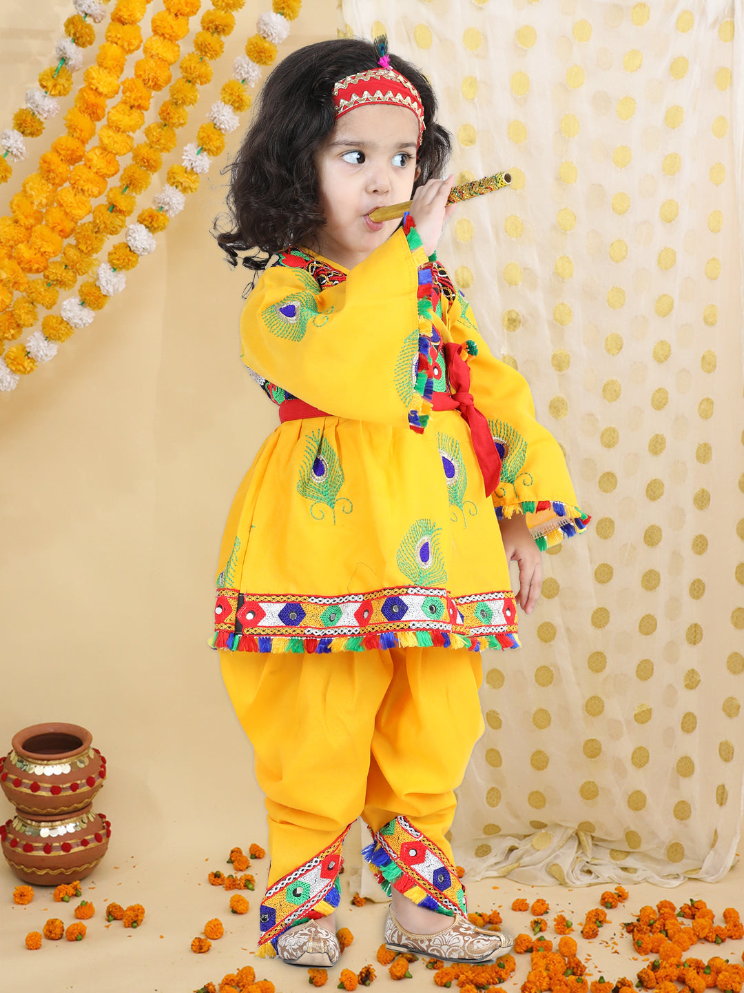 Cotton Blend Ethnic Suit Set for Girls - Yellow | BJ23IW19YWA | DesiQlo