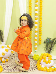 Cotton Blend Dhoti Kurta Set for Kids - Orange | BJ23DK17ORA
