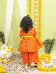 Cotton Blend Dhoti Kurta Set for Kids - Orange | BJ23DK17ORA