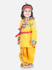 Cotton Blend Dhoti Kurta Set for Boys - Yellow | BJ23DK18YWA