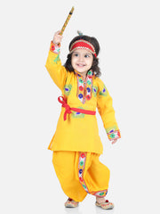 Cotton Blend Dhoti Kurta Set for Boys - Yellow | BJ23DK18YWA