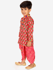 Cotton Dhoti Kurta Set for Boys - Pink | BJ23DK51PIA