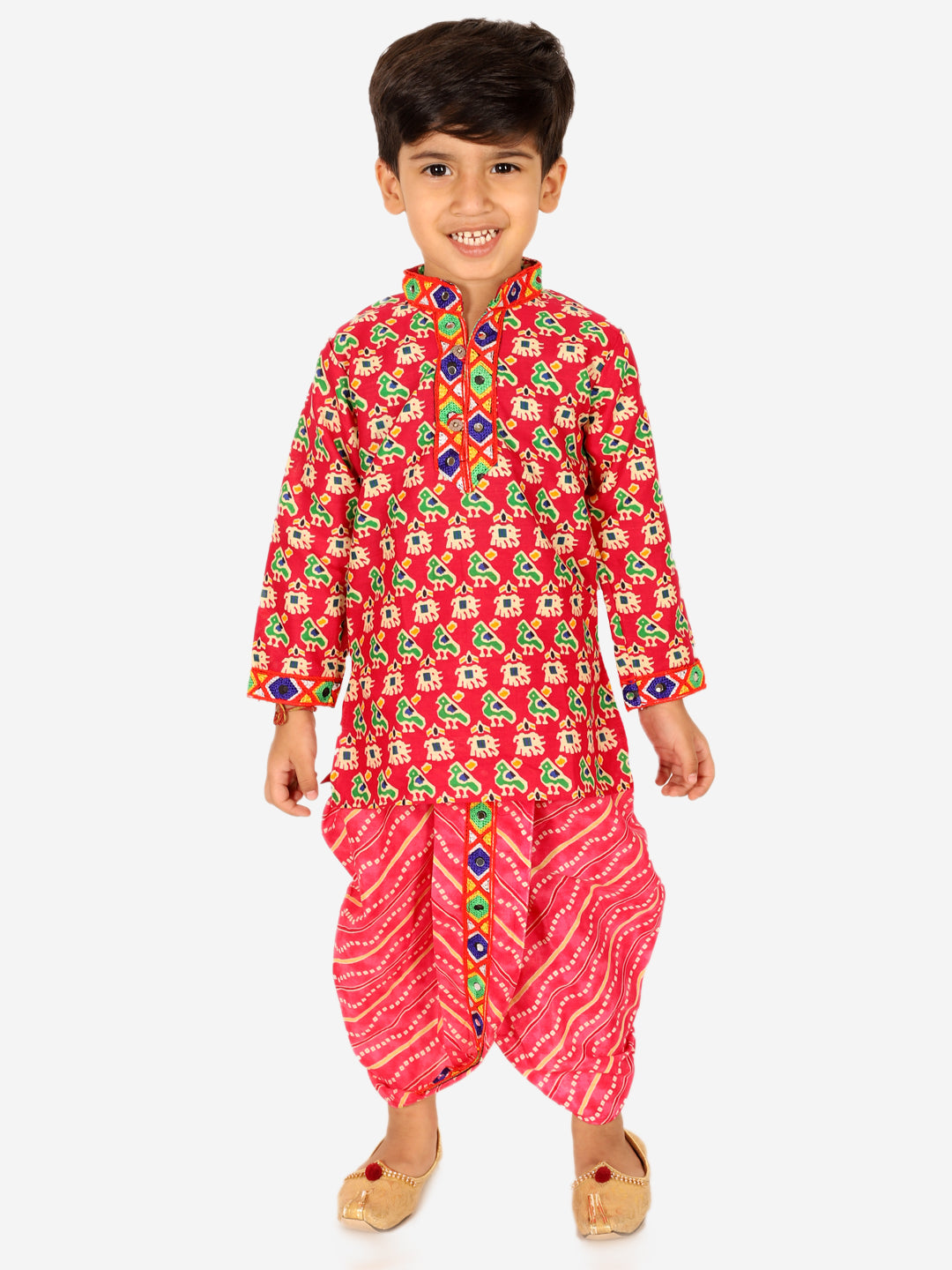 Cotton Dhoti Kurta Set for Boys - Pink | BJ23DK51PIA