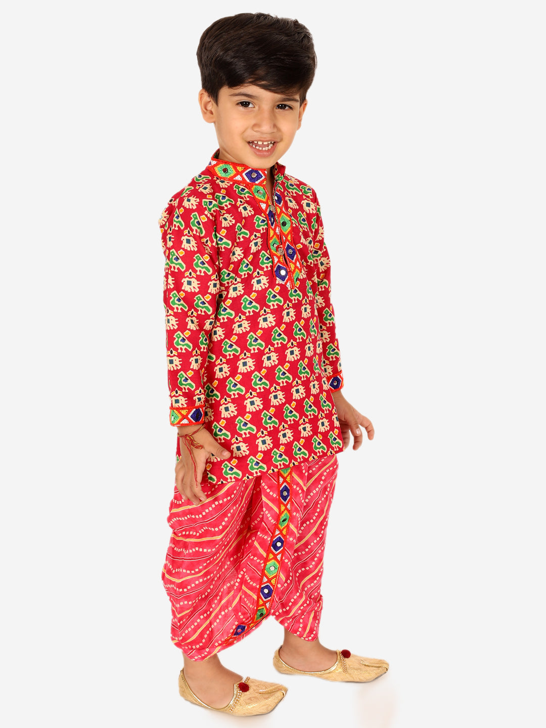 Cotton Dhoti Kurta Set for Boys - Pink | BJ23DK51PIA | DesiQlo