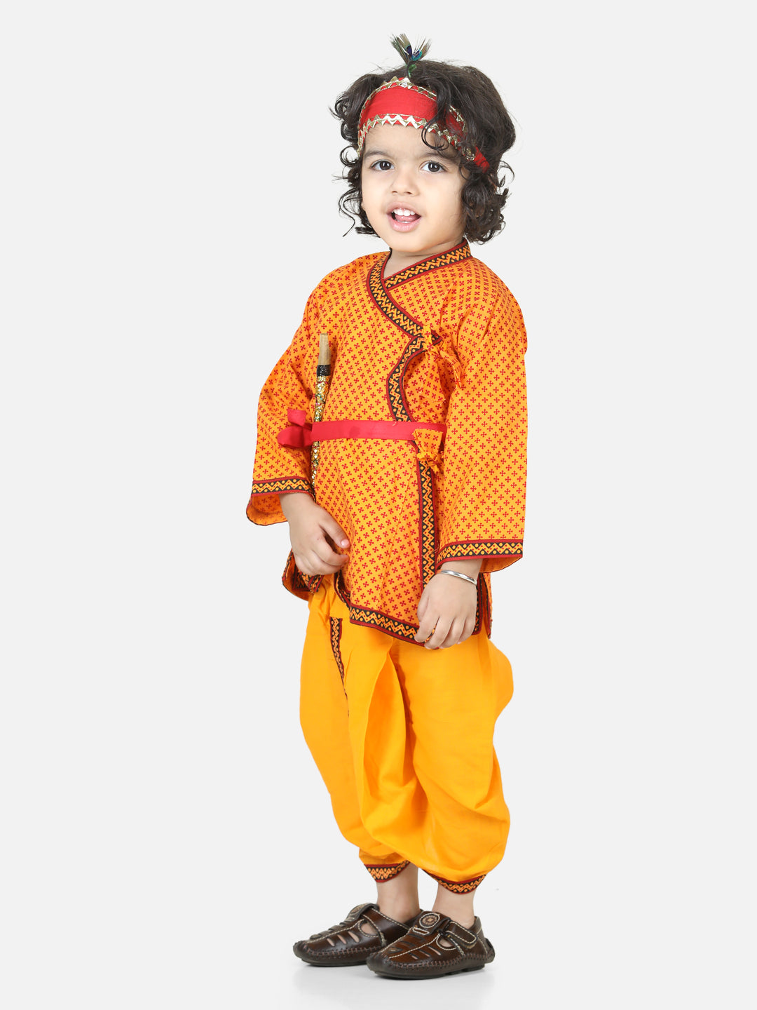 Cotton Dhoti Kurta Set for Kids - Yellow | BJ23KS15YWA | DesiQlo
